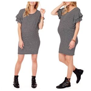Ruffled Sleeve maternity T-Shirt Dress